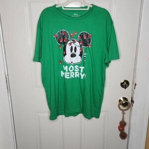 Disney Mickey Mouse Most Merry Christmas green tshirt men's Xxl